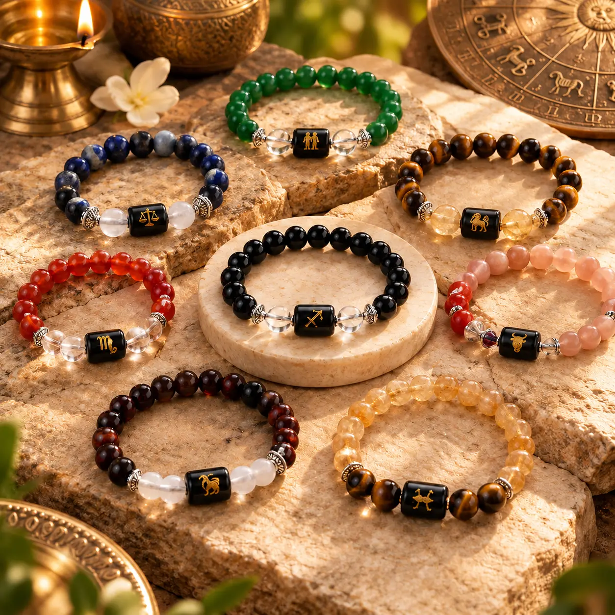 Rashi zodiac stone bracelets