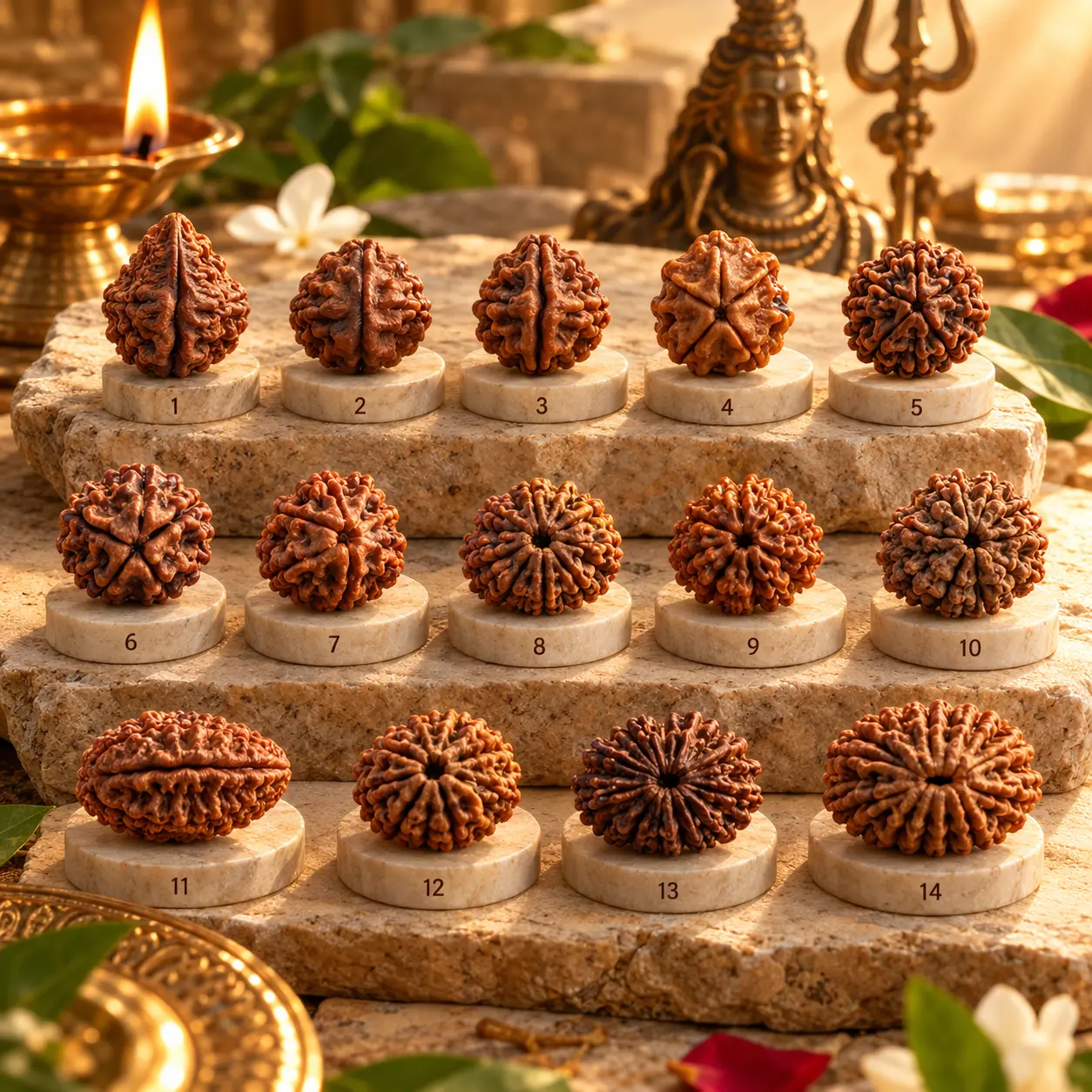Rudraksha beads from 1 to 14 Mukhi
